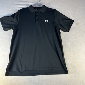 Under Armour Black Men Small Loose Polo Shirt Heat Gear Collar